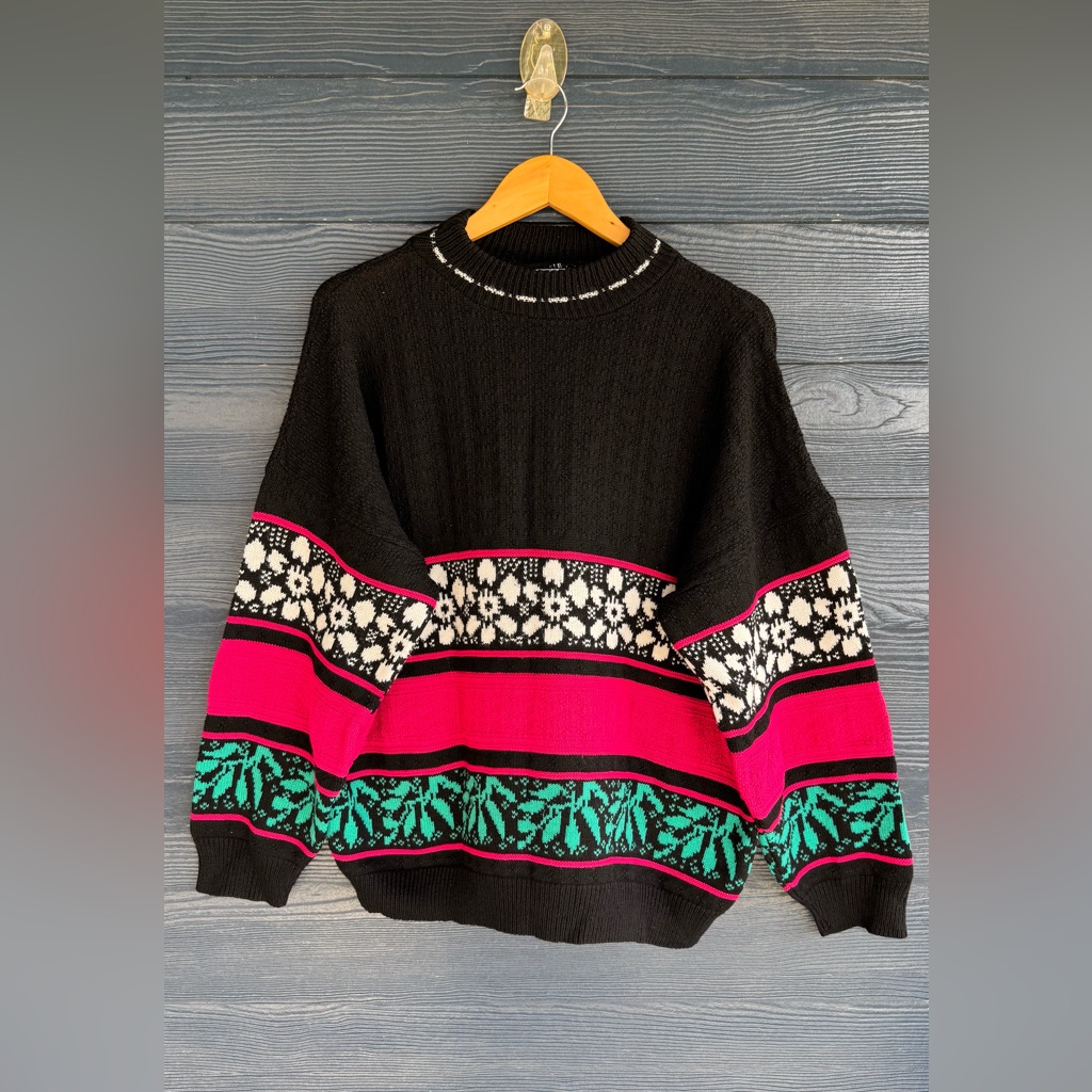 Vintage American Pride Sweater 22w Retro Fair Isle Knit Made In Usa